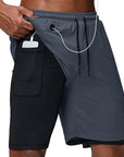Running Shorts Men 2 In 1 Double-deck Sport Gym Shorts Quick Dry Fitness Jogging Short Pants Training Workout Summer Men Shorts
