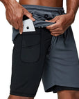 Running Shorts Men 2 In 1 Double-deck Sport Gym Shorts Quick Dry Fitness Jogging Short Pants Training Workout Summer Men Shorts