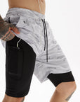 Running Shorts Men 2 In 1 Double-deck Sport Gym Shorts Quick Dry Fitness Jogging Short Pants Training Workout Summer Men Shorts