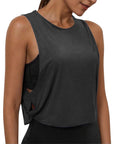 Ladies' Fashion Round Neck Yoga Wear Sleeveless Athletic Vest Casual Top Pure Color Loose Comfy Lightweight Short Top