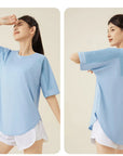 Yoga Clothes Women's Running and Fitness Clothes Hip Covering Long Sports T-shirt Loose Plus Size Short Sleeved Sports Top