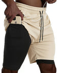 Men Sport Shorts Sportswear Double-deck Running Shorts 2 In 1 Beach Bottoms Summer Gym Fitness Training Jogging Short Pants Men