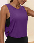 Ladies' Fashion Round Neck Yoga Wear Sleeveless Athletic Vest Casual Top Pure Color Loose Comfy Lightweight Short Top