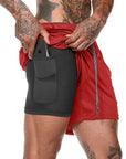 Men Sport Shorts Sportswear Double-deck Running Shorts 2 In 1 Beach Bottoms Summer Gym Fitness Training Jogging Short Pants Men