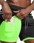 Men Sport Shorts Sportswear Double-deck Running Shorts 2 In 1 Beach Bottoms Summer Gym Fitness Training Jogging Short Pants Men