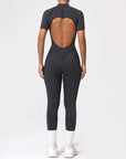 With Zipper Hollow Back Yoga Jumpsuit Sportswear Women Gym Clothes Running Fitness Yoga Backless Bodysuit