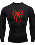 Spider Print Long Sleeve Compression Shirts for Men Gym Workout Rash Guard Undershirts Baselayers Athletic Quick Dry Tees Tops
