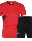 2025 Men's summer T-shirt and shorts set men's breathable sportswear set casual and fashionable short-sleeved T-shirt set