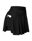 Womens Tennis Skirt with Pockets Crossover High Waisted Athletic Golf Skorts Running Workout Skirts 2 in 1 Fashion Streetwear