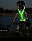 LED Reflective Vest Light Up Running Vest Adjustable Straps Cycling Safety Vest USB Rechargeable 3 Light Modes for Night Running