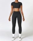 2PCS Yoga Set Women Gym Clothing Fitness Workout Set Sportswear Female Long Sleeve Crop Top High Waist Leggings Sports Suits