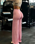 Yoga Sports Women's Leggings High Waist Hip Lifting Gym Workout Wide Leg Leggings Naked Feel Pilates Running Sports Trousers