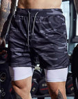 2023 Men Sport Shorts Sportswear Double-deck Running Shorts 2 In 1 Beach Bottoms Summer Gym Fitness Training Jogging Short Pants