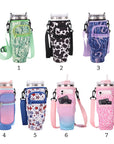 Shoulder Strap Water Bottle Holder Pouch Adjustable Multi Pockets Water Cup Bags with Phone Pocket Non-slip for 40oz Cup