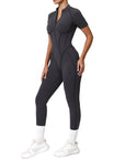 Women's Backless Yoga Jumpsuit Zipper Gym Bodysuit