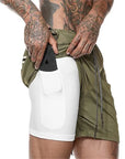 Men Sport Shorts Sportswear Double-deck Running Shorts 2 In 1 Beach Bottoms Summer Gym Fitness Training Jogging Short Pants Men