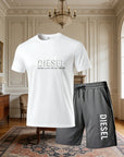 2026New Trendy Business Summer Men's Sports Set Casual Fitness Jogging Basketball Fashion Short Sleeve T-shirt + Shorts 2 Sets