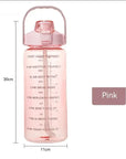 2L Sports Water Bottle with Straw Portable Large Capacity Water bottles Fitness Bike Cup Summer Cold Water Jug with Time Marker