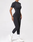 With Zipper Hollow Back Yoga Jumpsuit Sportswear Women Gym Clothes Running Fitness Yoga Backless Bodysuit