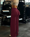 Yoga Sports Women's Leggings High Waist Hip Lifting Gym Workout Wide Leg Leggings Naked Feel Pilates Running Sports Trousers