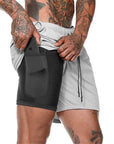 Men Sport Shorts Sportswear Double-deck Running Shorts 2 In 1 Beach Bottoms Summer Gym Fitness Training Jogging Short Pants Men