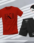 "2025 Men's Breathable sports pattern Printed T-shirt Casual Fashion short-sleeved T-shirt Summer streetwear top Two-piece set.