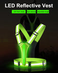 LED Running Vest USB Rechargeable Reflective Cycling Safety Vest Adjustable Strap High Visibility 3 Light Mode for Night Running