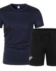 2025 Men's summer T-shirt and shorts set men's breathable sportswear set casual and fashionable short-sleeved T-shirt set
