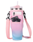 Shoulder Strap Water Bottle Holder Pouch Adjustable Multi Pockets Water Cup Bags with Phone Pocket Non-slip for 40oz Cup