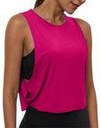 Ladies' Fashion Round Neck Yoga Wear Sleeveless Athletic Vest Casual Top Pure Color Loose Comfy Lightweight Short Top