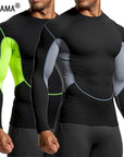 Men's Running T Shirt Quick Dry Shirt Yoga Training Compression Sports Tops Long Sleeve Solid Running Sweatshirt T-Shirts