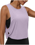 Ladies' Fashion Round Neck Yoga Wear Sleeveless Athletic Vest Casual Top Pure Color Loose Comfy Lightweight Short Top