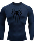 Spider Print Long Sleeve Compression Shirts for Men Gym Workout Rash Guard Undershirts Baselayers Athletic Quick Dry Tees Tops