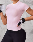 Women's short-sleeved sports top, breathable and quick-drying fabric, suitable for running and yoga,