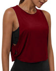 Ladies' Fashion Round Neck Yoga Wear Sleeveless Athletic Vest Casual Top Pure Color Loose Comfy Lightweight Short Top