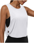 Ladies' Fashion Round Neck Yoga Wear Sleeveless Athletic Vest Casual Top Pure Color Loose Comfy Lightweight Short Top