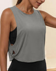 Ladies' Fashion Round Neck Yoga Wear Sleeveless Athletic Vest Casual Top Pure Color Loose Comfy Lightweight Short Top