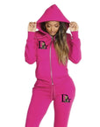 Women's Zipper Hoodie Sweatpants Two-Piece Jogging Sports Set