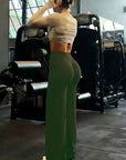 Yoga Sports Women's Leggings High Waist Hip Lifting Gym Workout Wide Leg Leggings Naked Feel Pilates Running Sports Trousers