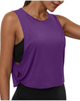 Ladies' Fashion Round Neck Yoga Wear Sleeveless Athletic Vest Casual Top Pure Color Loose Comfy Lightweight Short Top
