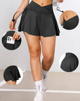 Womens Tennis Skirt with Pockets Crossover High Waisted Athletic Golf Skorts Running Workout Skirts 2 in 1 Fashion Streetwear