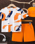 Fashion 2025 Summer New Children's Summer Set Sports Set Cartoon T-shirt Shorts Two piece Set 3D Digital Printed Casual Set Comf