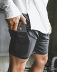 Men Sport Shorts Sportswear Double-deck Running Shorts 2 In 1 Beach Bottoms Summer Gym Fitness Training Jogging Short Pants Men