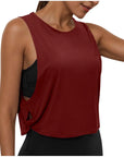 Ladies' Fashion Round Neck Yoga Wear Sleeveless Athletic Vest Casual Top Pure Color Loose Comfy Lightweight Short Top