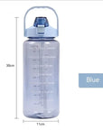2L Sports Water Bottle with Straw Portable Large Capacity Water bottles Fitness Bike Cup Summer Cold Water Jug with Time Marker
