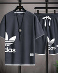 Summer 2025 New Men's pullover sportswear Set, fashionable basketball men's casual short-sleeved T-shirt + shorts two-piece set