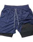 2023 Men Sport Shorts Sportswear Double-deck Running Shorts 2 In 1 Beach Bottoms Summer Gym Fitness Training Jogging Short Pants