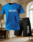 2026New Trendy Business Summer Men's Sports Set Casual Fitness Jogging Basketball Fashion Short Sleeve T-shirt + Shorts 2 Sets