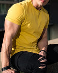 Sport Fitness T-shirt Men Bodybuilding Short Sleeve Workout Shirt Training Sport Running Gym T-shirt Summer Tops Tee Rashgard