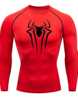 Spider Print Long Sleeve Compression Shirts for Men Gym Workout Rash Guard Undershirts Baselayers Athletic Quick Dry Tees Tops